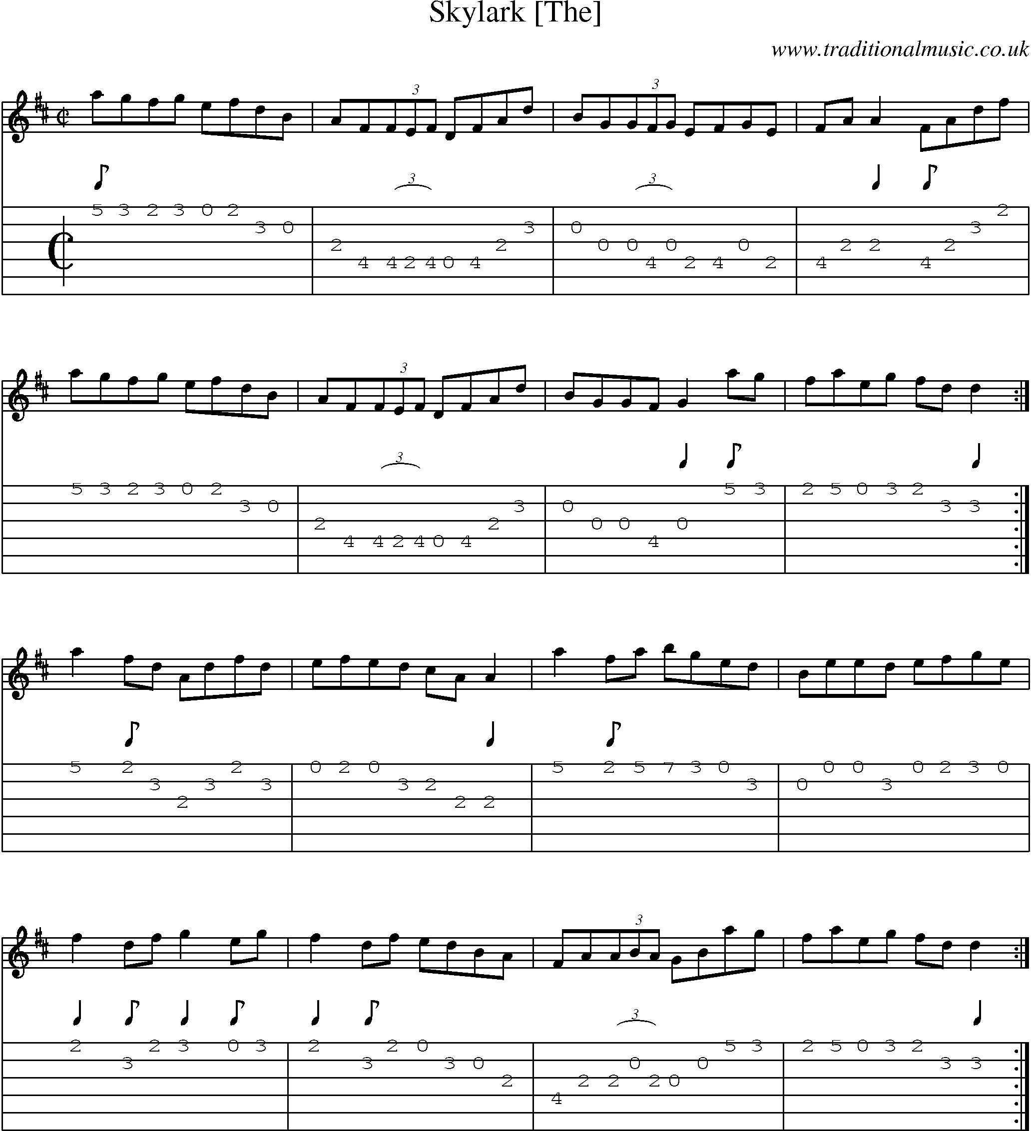 Music Score and Guitar Tabs for Skylark [the]